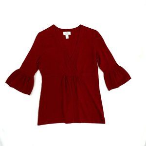 Loft Dark Red V Neck Sweater Petite M